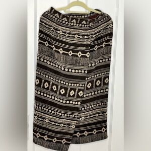 Black and Tan Patterned Wrap Skirt